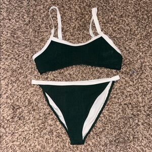 CUPSHE Dark Green Bikini Set, Size SMALL